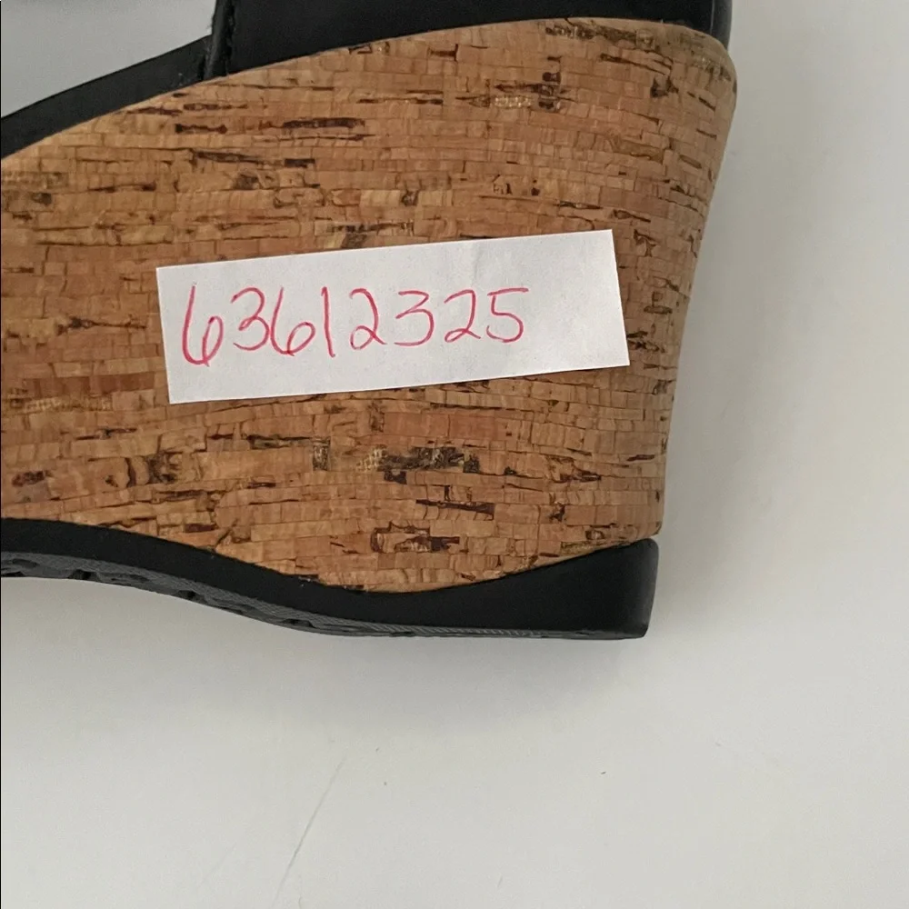 Teva Black Cork Wedge Pumps